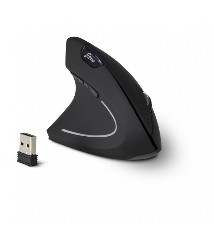 Inter-tech eterno km-206l wireless ergonomic vertical-mouse for left hander black, usb (88884102)