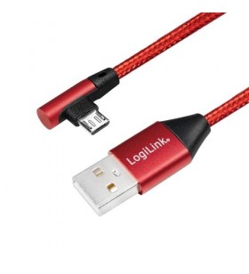 Cablu de date logilink cu0149, usb - micro usb, 0.3m, red