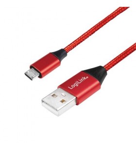 Cablu de date logilink cu0152, usb 2.0 - microusb, 1m, red