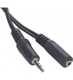 Cablu audio gembird  prelungitor stereo (3.5 mm jack m/t), 5m, conectori auriti, black "cca-421s-5m"
