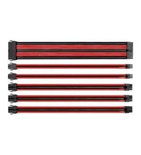 Mod combo pack black+red/premium-sleeved cable extension in