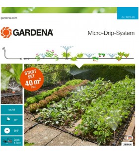 Set de start pentru suprafețe de plantat gardena, sistem de picurare (negru, pentru pat de flori sau legume de 40 m²)