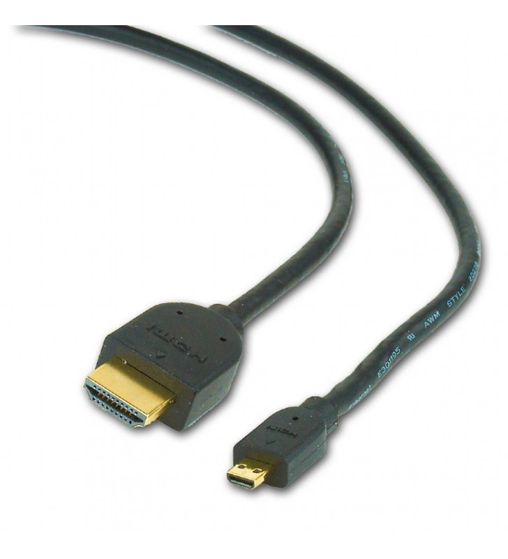 Cablu video gembird, adaptor hdmi (t) la micro-hdmi (t), 4.5m, conectori auriti, negru, "cc-hdmid-15"