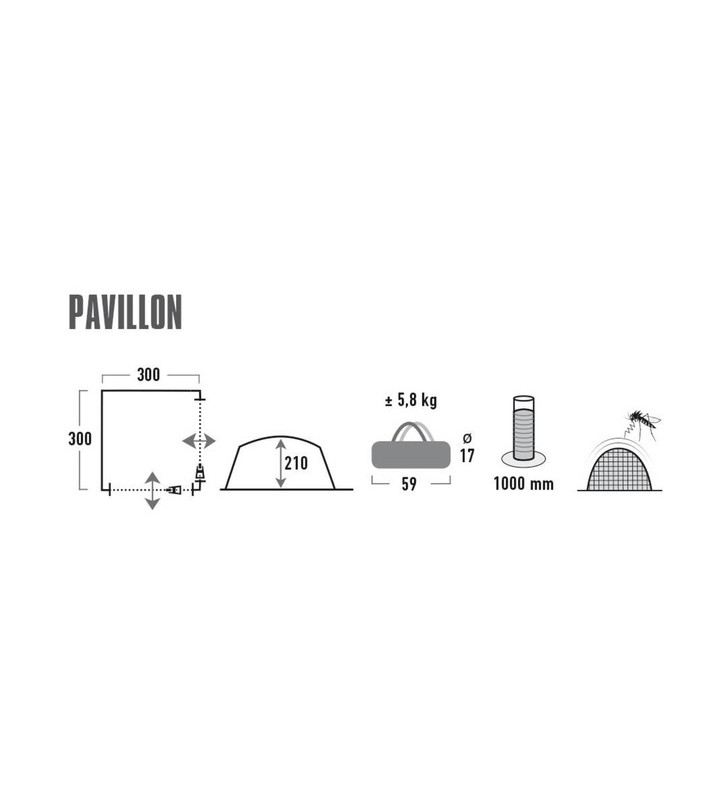 Pavilion high peak 3x3m (gri/lime)