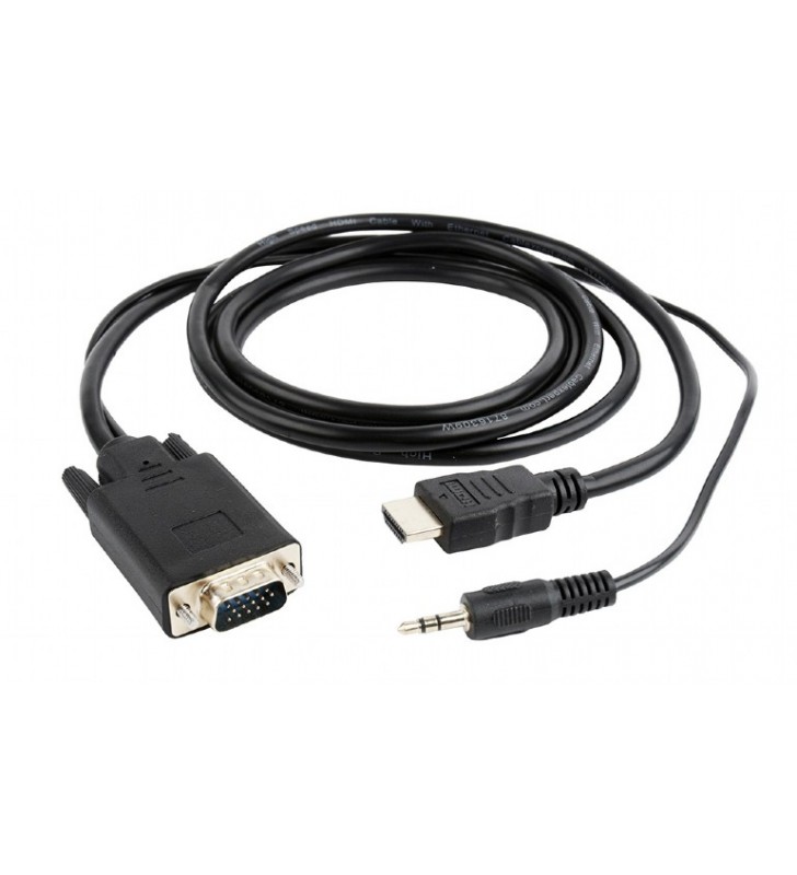 Cablu video gembird, splitter hdmi (t) la vga (t) + jack 3.5mm (t), 1.8m, rezolutie maxima 1920x1080 la 60hz, converteste semnal