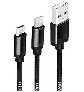Cablu usb2.0 la micro-usb &amp lightning apple  spacer  1m, dual (am/bm &amp lm), black, retail pack, "spdc-dualdcc"