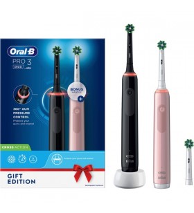 Braun oral-b pro 3 3900n gift edition, periuta de dinti electrica (negru/roz, inclusiv a doua piesă de mână)