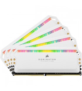 Kit de memorie Corsair DIMM 32GB DDR4-3200 Quad (alb, CMT32GX4M4E3200C16W, Dominator Platinum RGB, XMP)