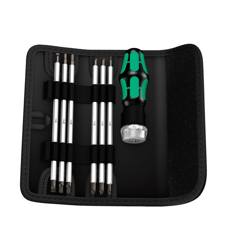 Wera kraftform kompakt vario ra sb, set de biți, 7 bucăți (negru/verde, inclusiv mâner de conectare cu funcție de clichet)