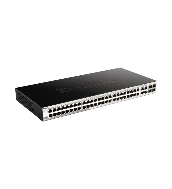 Switch cu 24 porturi D-Link DGS-1210-28MP, 4 porturi SFP, 56 Gbps, 41.7 Mpps, 16.000 MAC, 1U, PoE, cu management