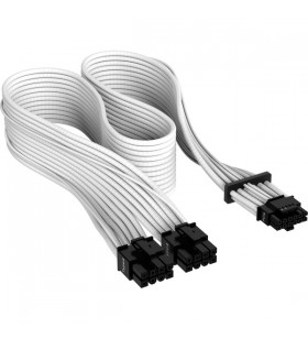 Cablu adaptor psu corsair premium sleeved pcie 5.0 12vhpwr (alb, 50 cm)
