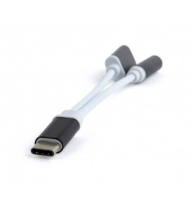 Adaptor usb type-c to stereo 3.5mm with extra power socket, black, gembird "cca-uc3.5f-02"