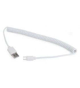 Cablu  usb2.0 a(m) la microusb2.0 (m), 1.8m, spiralat, white, gembird "cc-musb2c-ambm-6-w"