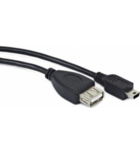 Cablu otg  gembird  0.15 m, adaptor mini-usb la usb2.0 (mama) (5p/af), black, "a-otg-afbm-002"