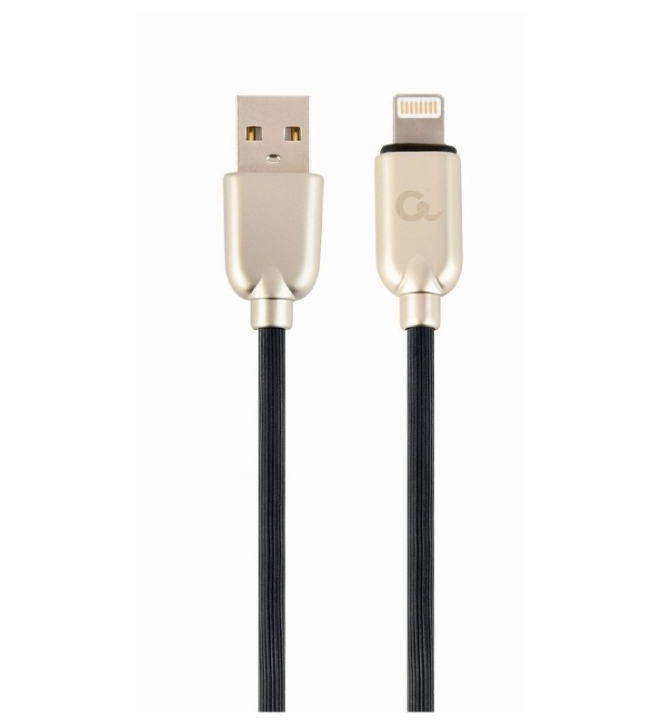 CABLU USB2.0 la Lightning Apple  GEMBIRD  1m, (AM/LM), premium rubber, black, "CC-USB2R-AMLM-1M"