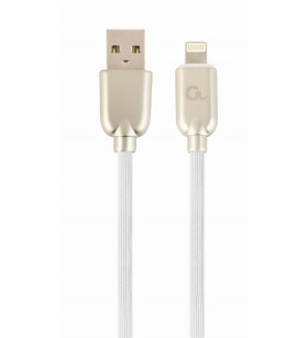 Cablu usb2.0 la lightning apple  gembird  1m, (am/lm), premium rubber, white, "cc-usb2r-amlm-1m-w"