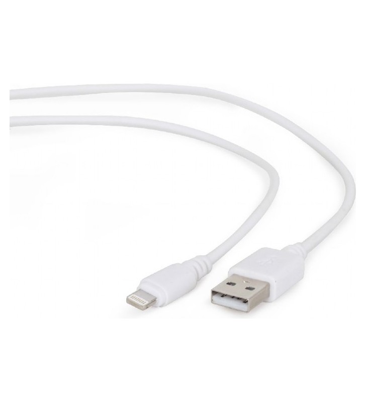 Cablu usb2.0 la lightning apple  gembird  2m, (am/lm), white, "cc-usb2-amlm-2m-w"