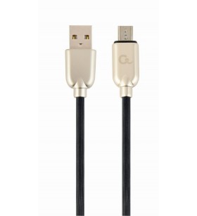 Cablu usb2.0 la micro-usb  gembird  1m,  (am/bm), premium rubber, black, "cc-usb2r-ammbm-1m"