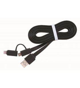 Cablu usb2.0 la micro-usb si lightning apple gembird, 1m, (am/lm2), black, "cc-usb2-amlm2-1m"