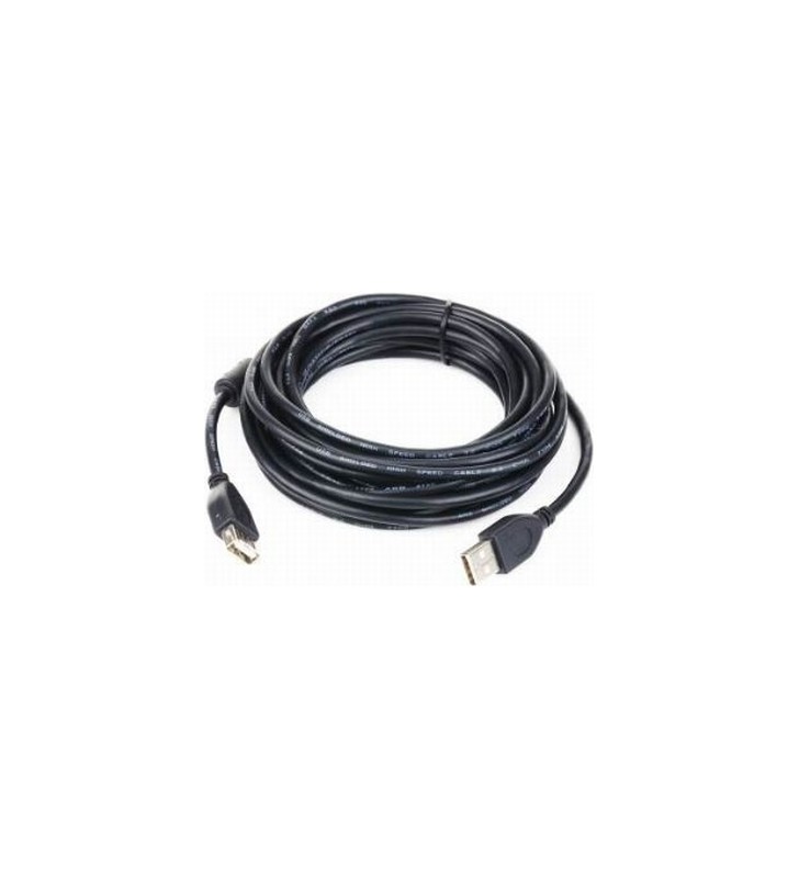 Cablu usb2.0 la usb2.0  gembird prelungitor,  4.5m,  (am/af), miez ferita, calitate premium, black, "ccf-usb2-amaf-15"