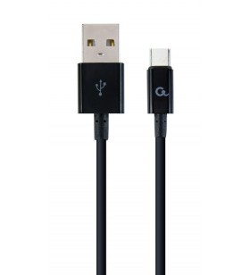 Cablu usb2.0 la usb2.0 type-c  gembird   1m, (am/cm), charging max. 2.1a, black, "cc-usb2p-amcm-1m"