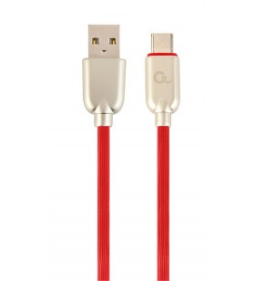 Cablu usb2.0 la usb2.0 type-c gembird   1m, (am/cm), premium rubber, red, "cc-usb2r-amcm-1m-r"