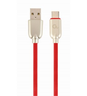 Cablu usb2.0 la usb2.0 type-c gembird   2m, (am/cm), premium rubber, red, "cc-usb2r-amcm-2m-r"