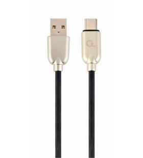 Cablu usb2.0 la usb2.0 type-c gembird  1m, (am/cm), premium rubber, black, "cc-usb2r-amcm-1m"