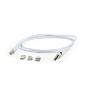 Magnetic usb charging combo 3-in-1 cable, silver, 1 m "cc-usb2-amlm31-1m"