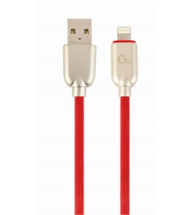 Premium rubber 8-pin charging and data cable, 2 m, red "cc-usb2r-amlm-2m-r"