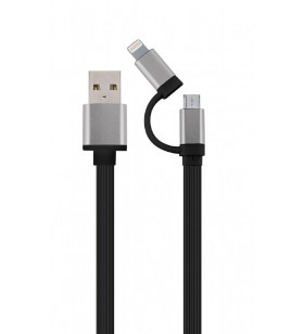 Usb charging combo cable, 1 m, black cord, space grey connector "cc-usb2-am8pmb-1m-sg"