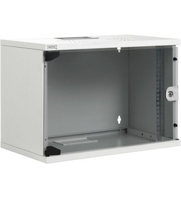 Digitus 7u wall mounting cabinet, soho, unmounted 370x540x400 mm, full glass front door, grey
