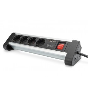 4-way power strip with 2x usb/on/off switch usb out 5v2a bl-si