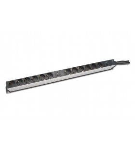 Digitus dn-95405 digitus outlet strip, 12 outlets aluminium pdu, 2 x 2 m supply safety plug