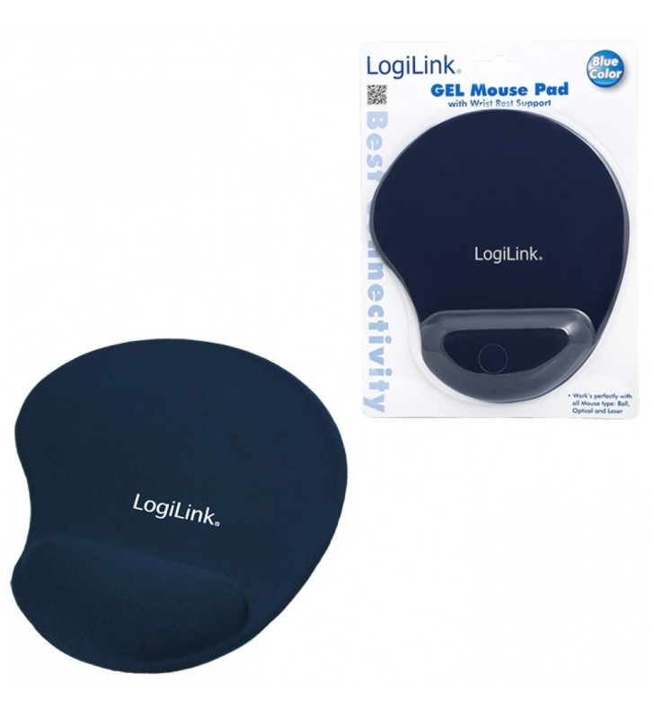 Logilink id0027b logilink mouse pad ergonomic cu gel, albastru