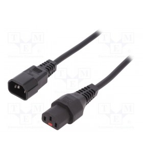 Asm iec-pc1022 power cable, male c14 plug, ho5vv-f 3 x 1.00mm2 to c13 iec lock, 3m black