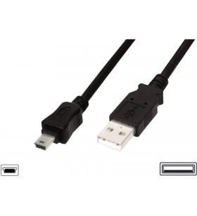 Asm ak-300130-030-s assmann usb 2.0 highspeed cable usb a m (plug)/miniusb b(5pin) m (plug)3m black