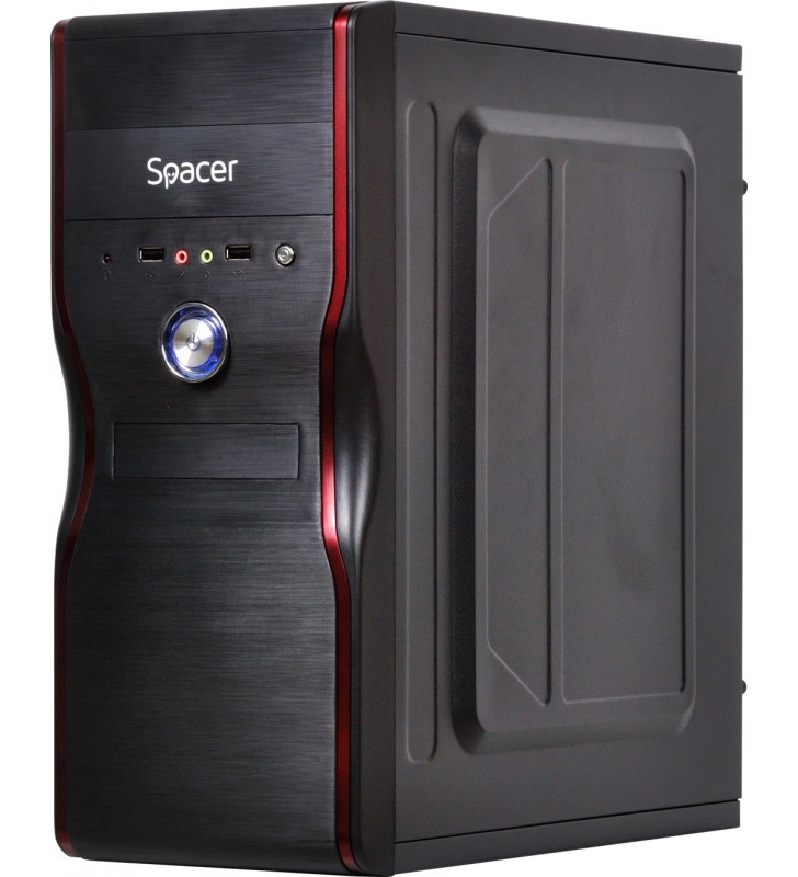 Carcasa spacer, new mercury, ventilor 12cm, hd audio, atx mid-tower,sursa 500w black