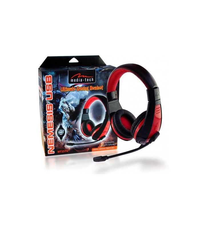 Mediatech mt3574 nemesis usb - stereo usb headphones for gamers, cable remote control