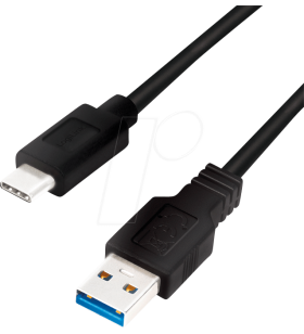 Logilink cu0167 logilink - usb 3.2 gen1x1 cable, usb-a male to usb-c male, black, 0.5m