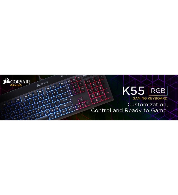 Corsair gaming k55 rgb keyboard backlit rgb led 6 marco keys us
