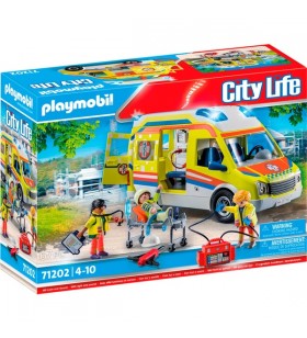 Playmobil 71202 city life - ambulanta cu lumina si sunet, jucarie de constructie