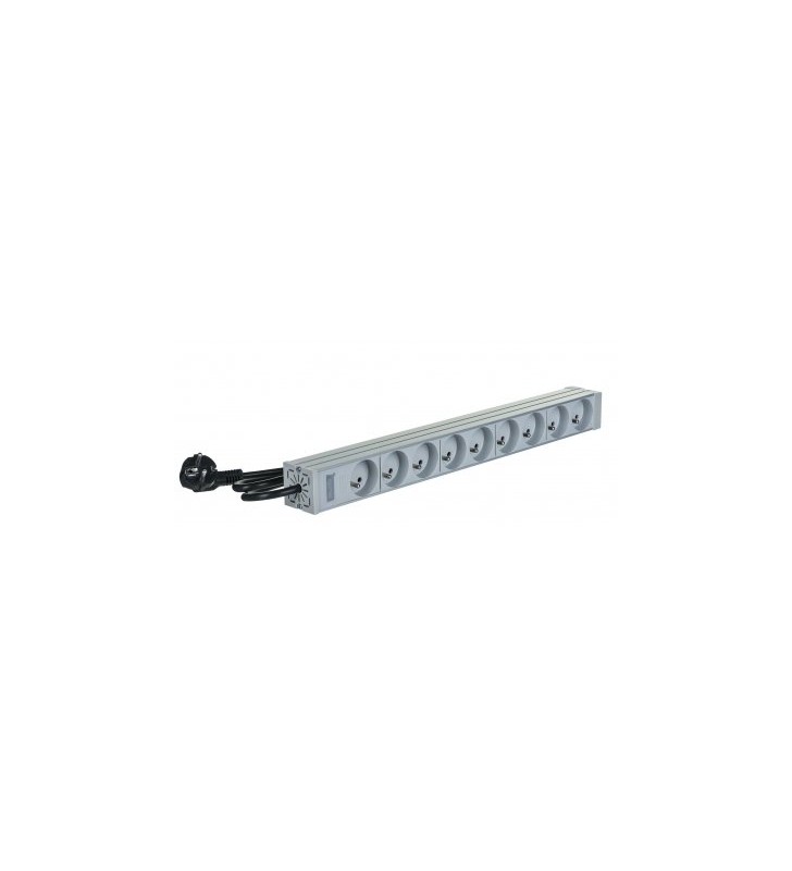 Asm a-19-strip-3-imp pdu outlet strip 19 rack 9xtype e, 1.8m cable with schuko, aluminium