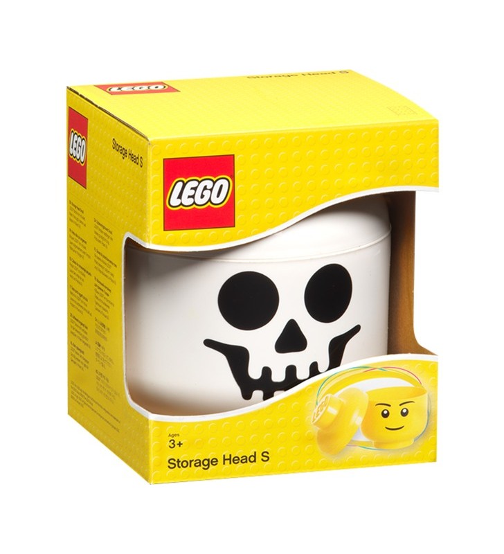 Room copenhaga lego storage head "skeleton", mic, cutie de depozitare (alb negru)