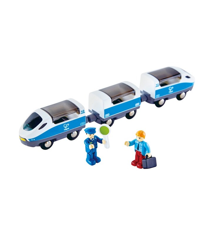 Vehicul de jucărie cu tren interurban hape (albastru alb)