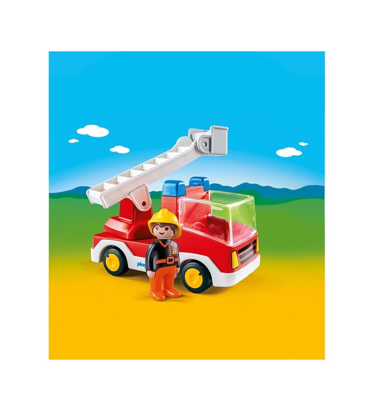 Playmobil 6967 1.2.3 mașină de pompieri scară, jucărie de construcție