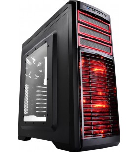 Carcasa deepcool middle-tower atx, 2 120mm red led fan &amp 3 120mm fan (incluse), side window, fan controller, front audio &amp