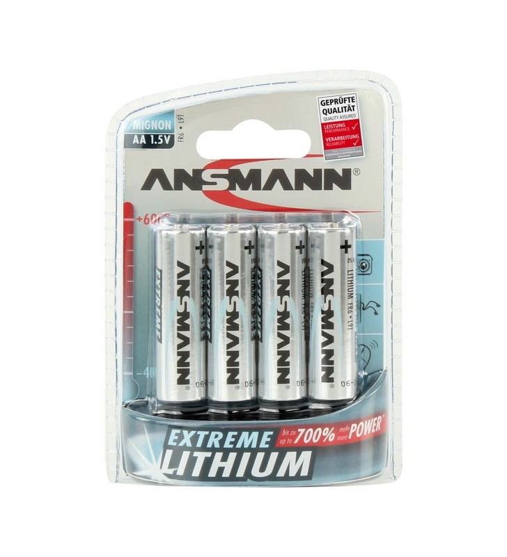 Ansmann extreme lithium mignon aa, baterie (argint, 4 bucăți)