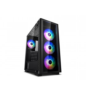 Carcasa deepcool middle-tower e-atx, 4 120mm a-rgb fan (incluse), psu shroud, tempered glass, front audio &amp 1x usb 3.0 &amp 2