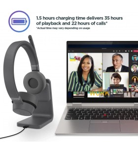 Lenovo go - wireless anc headset - bluetooth headset - active noise cancelling - rotatable boom mic - microsoft teams certified